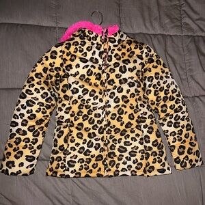 Girl’s puffer Leopard Print Jacket with Hood